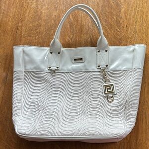 Versace Parfums Sophisticated White Tote with Wave Pattern